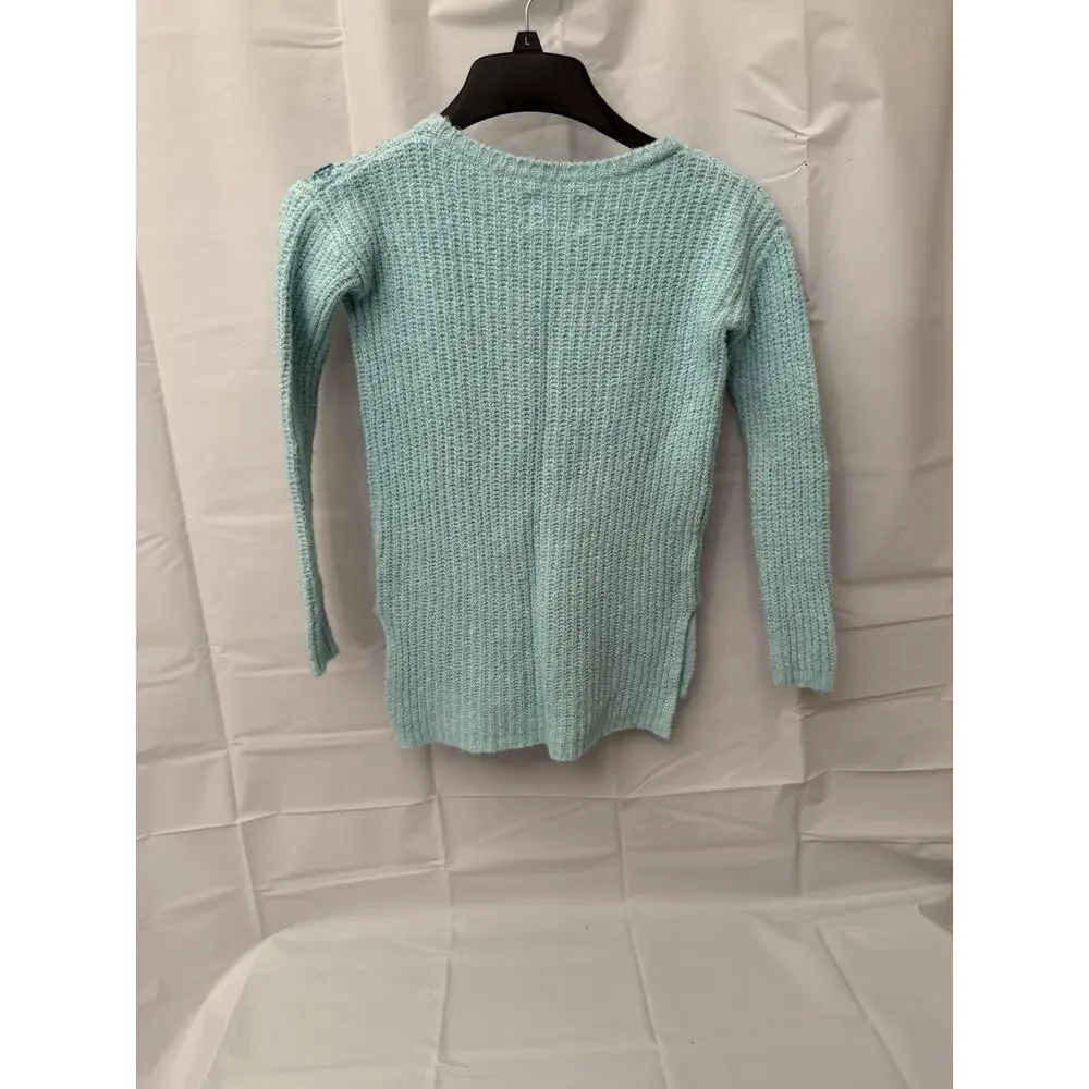 Girls Justice Green Sweater Size 10 With Sparkling Shoulders